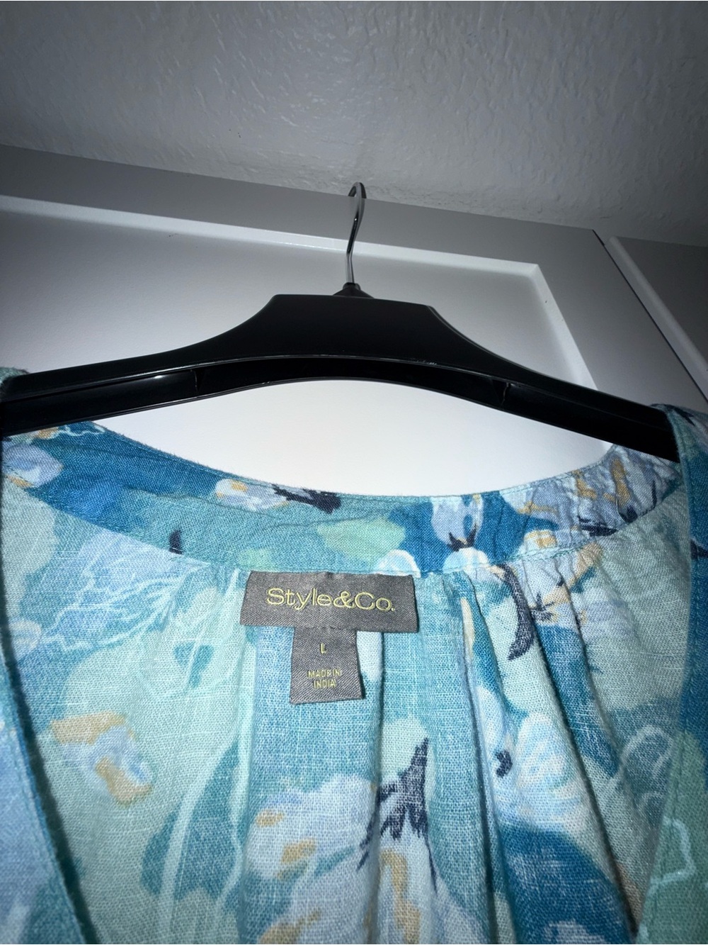 Style & Co.  Printed V-Neck Maxi Dress in Blue-Green Floral - Picture 3 of 11